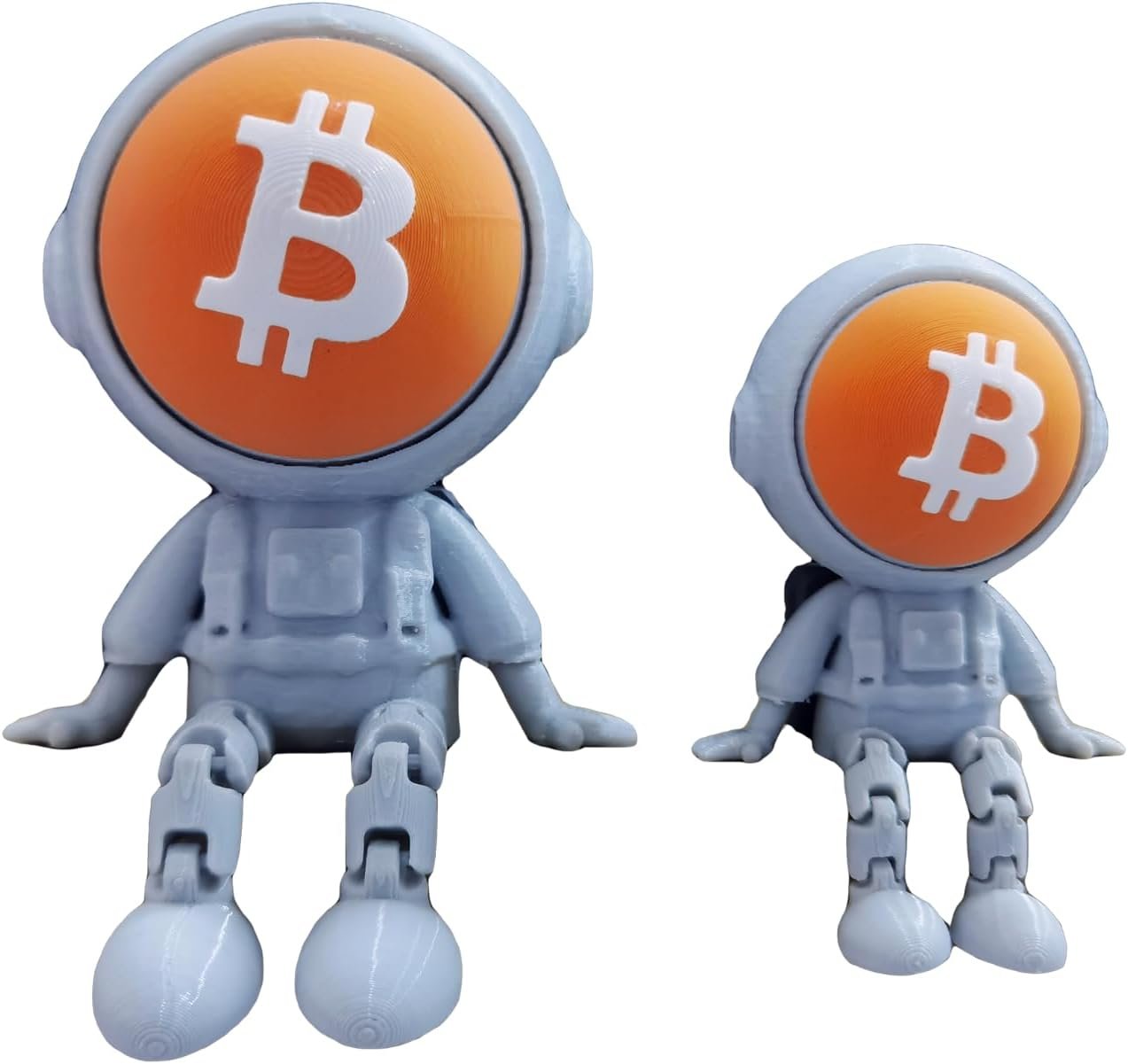 Bitcoin Astronaut Figurine Set – 3D Printed Crypto Astronauts with Flexible Legs and BTC Face Mask, Desk Decor and Gift (2 Pieces) 4 Bitcoin Astronaut Figurine Set – 3D Printed Crypto Astronauts with Flexible Legs and BTC Face Mask, Desk Decor and Gift (2 Pieces) - Image 4
