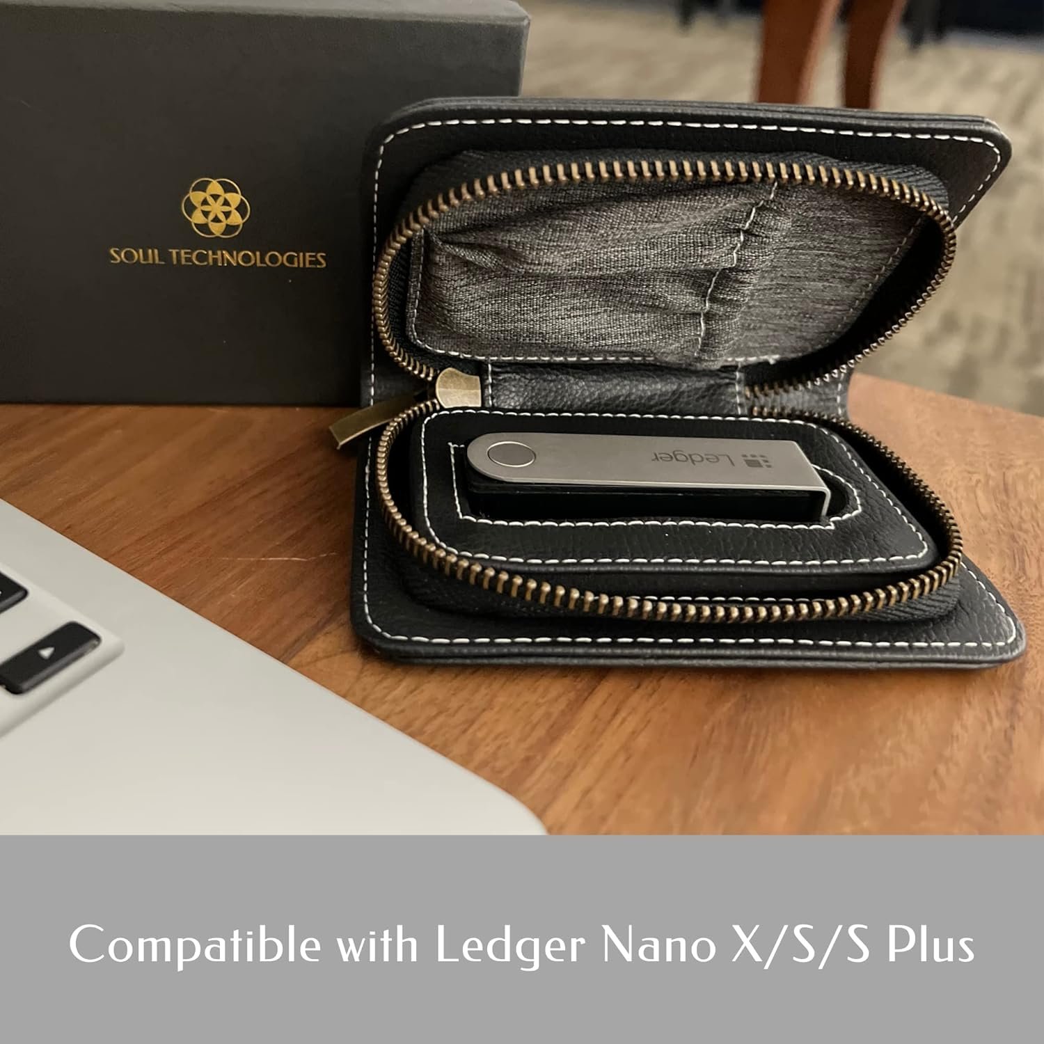 Cryptocurrency Hardware Wallet Case – Luxury Crypto Wallet Case Compatible with Ledger Nano X/S Plus – Protective Vegan Leather Hard Case Wallet for Crypto and NFTs (Black Slimline) 7 Cryptocurrency Hardware Wallet Case – Luxury Crypto Wallet Case Compatible with Ledger Nano X/S Plus – Protective Vegan Leather Hard Case Wallet for Crypto and NFTs (Black Slimline) - Image 7