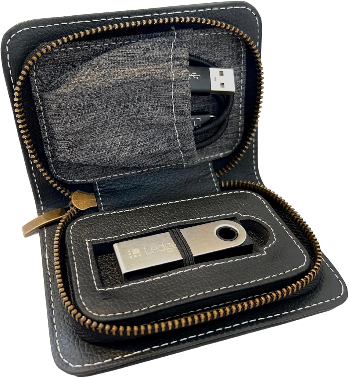 Cryptocurrency Hardware Wallet Case – Luxury Crypto Wallet Case Compatible with Ledger Nano X/S Plus – Protective Vegan Leather Hard Case Wallet for Crypto and NFTs (Black Slimline) 2 Cryptocurrency Hardware Wallet Case – Luxury Crypto Wallet Case Compatible with Ledger Nano X/S Plus – Protective Vegan Leather Hard Case Wallet for Crypto and NFTs (Black Slimline) - Image 2