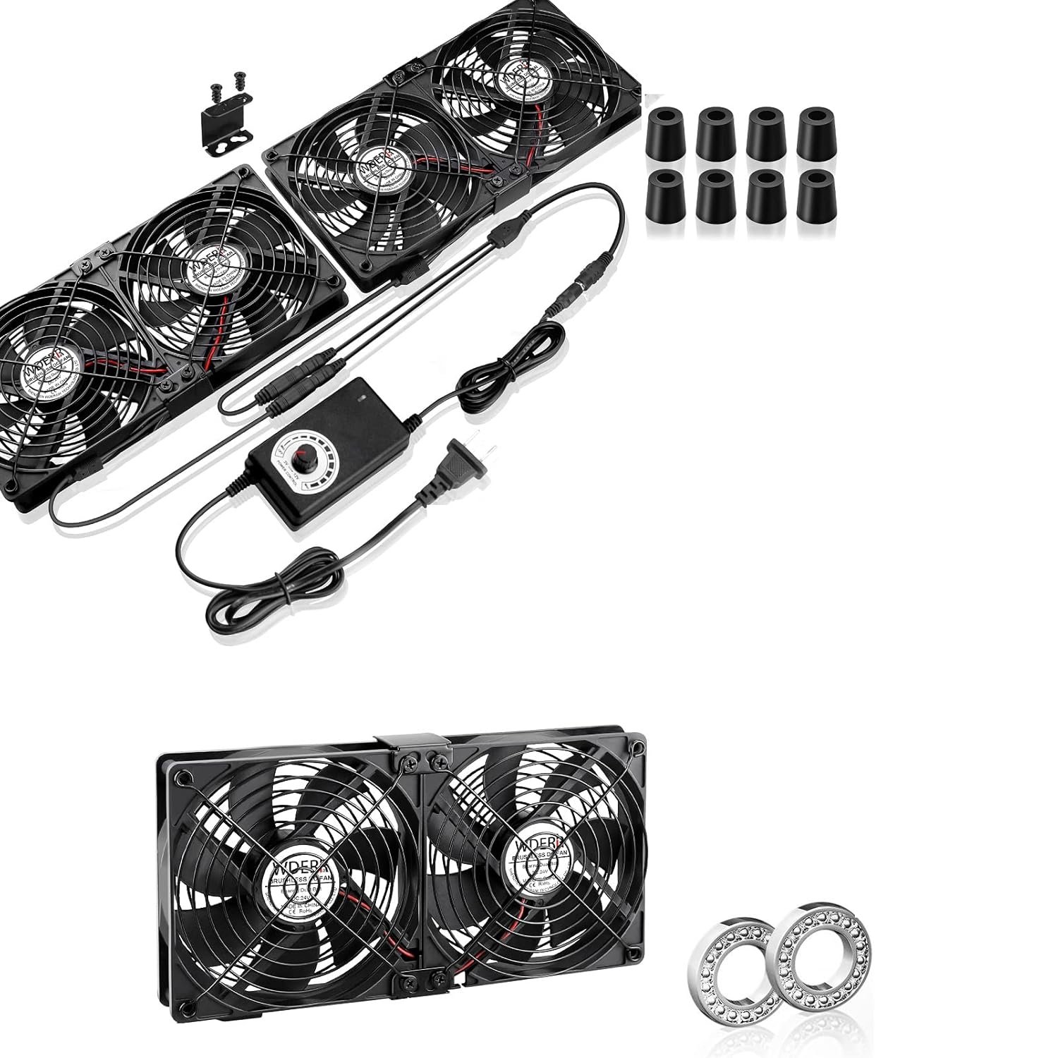 6 x 120mm Server Rack Mount Fan 12V with 100V - 240V AC Power Variable Speed Control, High Airflow for DIY Cooling Mining Rig, Window, AV Cabinets, Home Theater, Refrigerator, Greenhouse 2 6 x 120mm Server Rack Mount Fan 12V with 100V - 240V AC Power Variable Speed Control, High Airflow for DIY Cooling Mining Rig, Window, AV Cabinets, Home Theater, Refrigerator, Greenhouse - Image 2