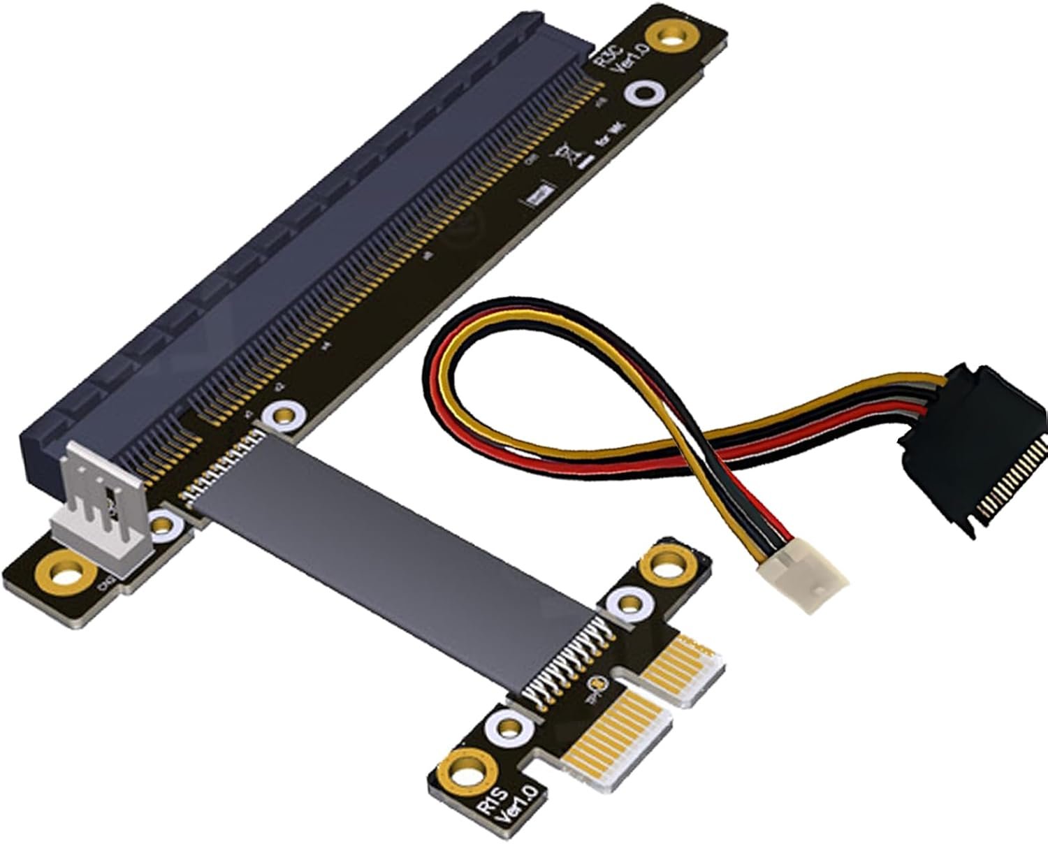 WLGQ PCIe x1 to x16 Riser Cable 0.2m - GPU Extension Adapter with SATA 15Pin to 4Pin Power Cable, Flexible Shielded for Mining Rig, Gaming PC, Bitcoin BTC (Black) 2 WLGQ PCIe x1 to x16 Riser Cable 0.2m - GPU Extension Adapter with SATA 15Pin to 4Pin Power Cable, Flexible Shielded for Mining Rig, Gaming PC, Bitcoin BTC (Black) - Image 2