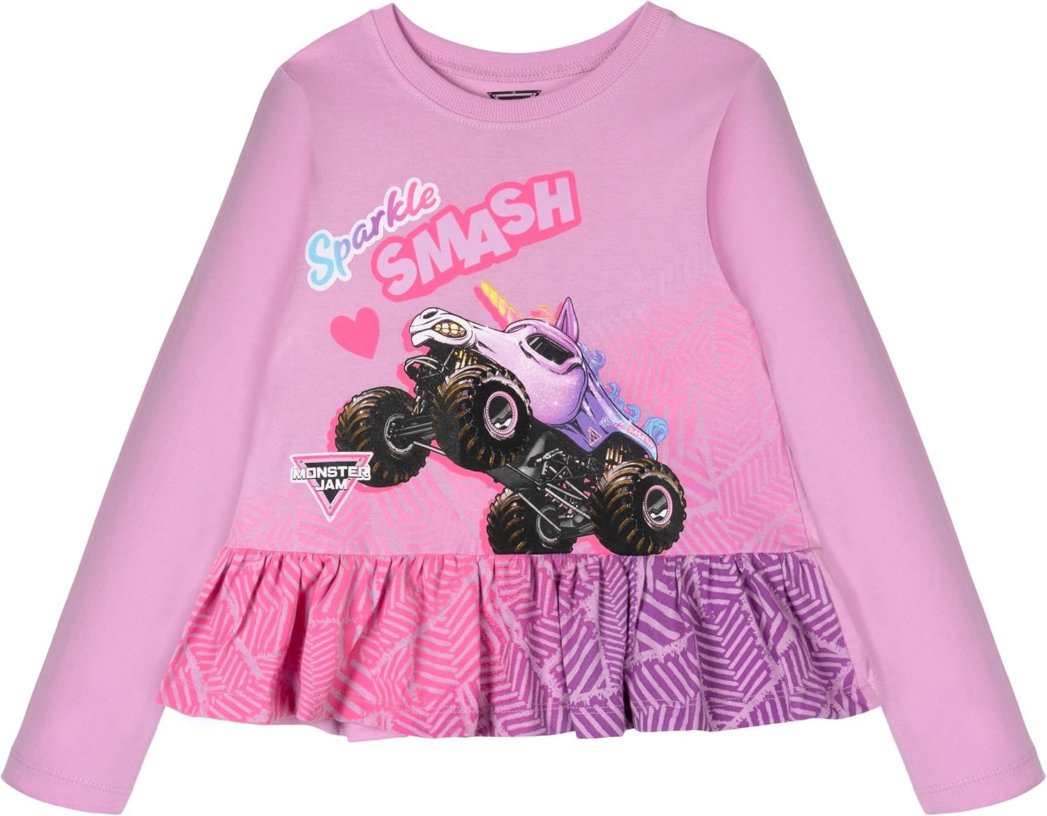 Monster Jam Girls 2 Pack Peplum Long Sleeve T-Shirts Toddler to Big Kid Grave Digger El Toro Loco Sparkle Smash 4 Monster Jam Girls 2 Pack Peplum Long Sleeve T-Shirts Toddler to Big Kid Grave Digger El Toro Loco Sparkle Smash - Image 4