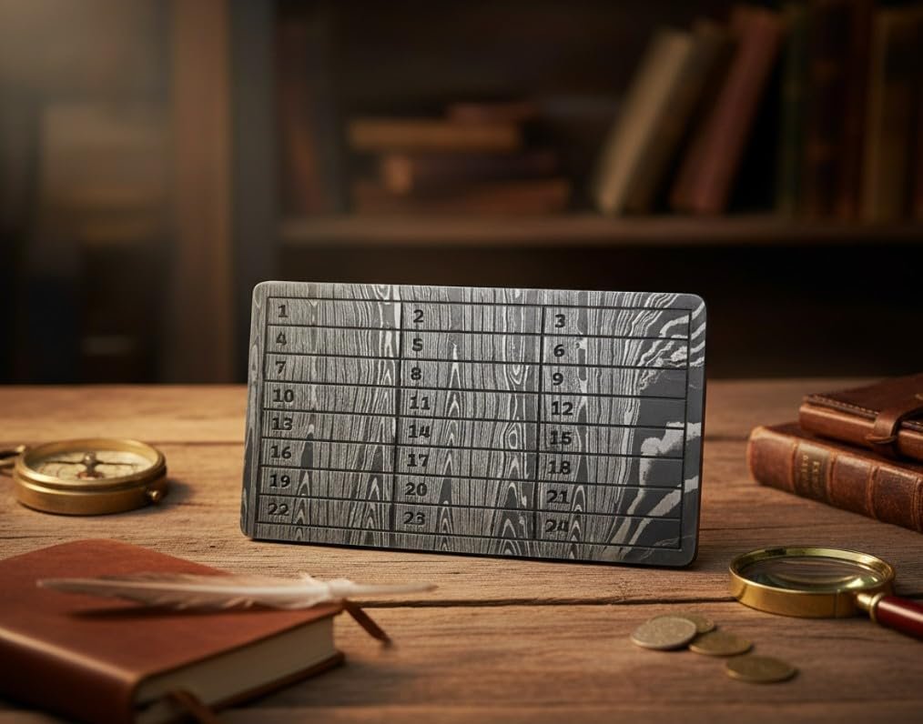 Damascus Steel Wallet Seed Phase 24 words Security Safe Storage Metal Card for Bitcoin & Crypto, Premium Handcrafted Wallet Accessory Collectible EDC Gift Compatible with Trezor, Ledger, OneKey 8 Damascus Steel Wallet Seed Phase 24 words Security Safe Storage Metal Card for Bitcoin & Crypto, Premium Handcrafted Wallet Accessory Collectible EDC Gift Compatible with Trezor, Ledger, OneKey - Image 8
