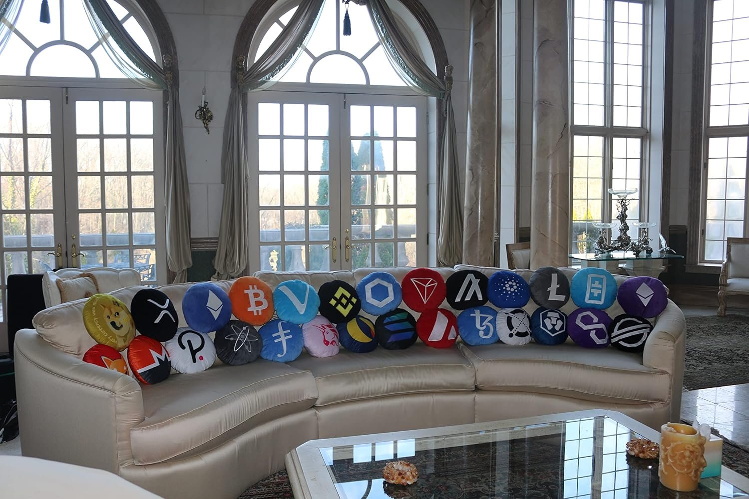 Ethereum Pillows - Embroidered Round Stuffed Plush Crypto Pillow ETH 5 Ethereum Pillows - Embroidered Round Stuffed Plush Crypto Pillow ETH - Image 5