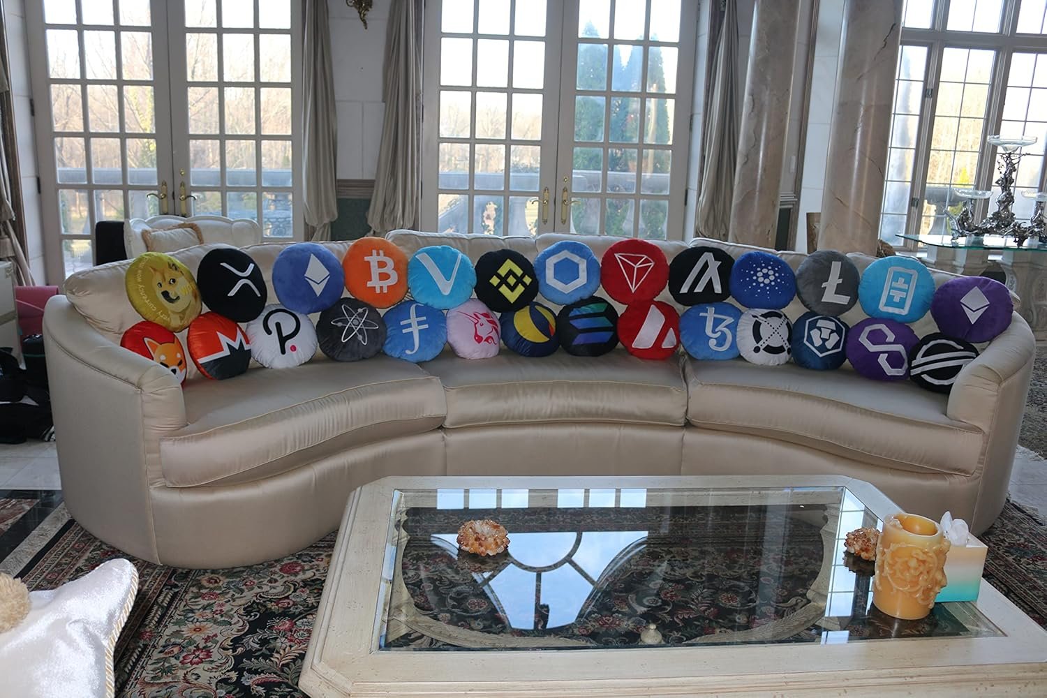 Ethereum Pillows - Embroidered Round Stuffed Plush Crypto Pillow ETH 6 Ethereum Pillows - Embroidered Round Stuffed Plush Crypto Pillow ETH - Image 6