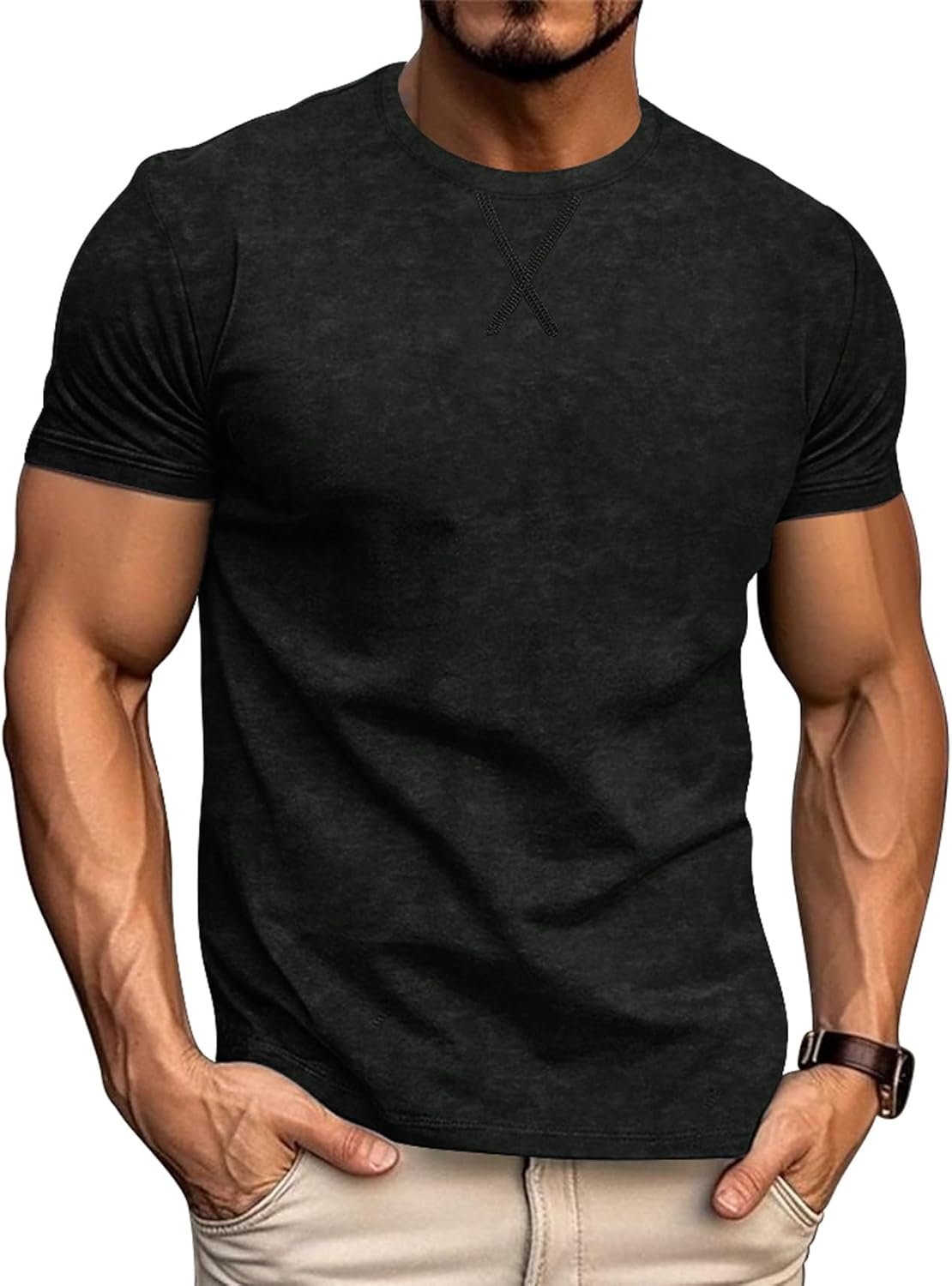 LOGEEYAR Men's Athletic Washed T-Shirts Basic Crew Neck Tees Tops Causal Distressed Cotton T Shirts for Men 2 LOGEEYAR Men's Athletic Washed T-Shirts Basic Crew Neck Tees Tops Causal Distressed Cotton T Shirts for Men - Image 2