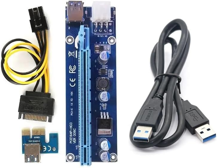 PCIE Riser Card PCI-E 1X to 16X Express Extender Adapter with USB 3.0 Cable Molex to SATA Cord for Ethereum Mining Rigs EHT GPU Graphics Cards PCE164P-NO3 VER006C 2 PCIE Riser Card PCI-E 1X to 16X Express Extender Adapter with USB 3.0 Cable Molex to SATA Cord for Ethereum Mining Rigs EHT GPU Graphics Cards PCE164P-NO3 VER006C - Image 2