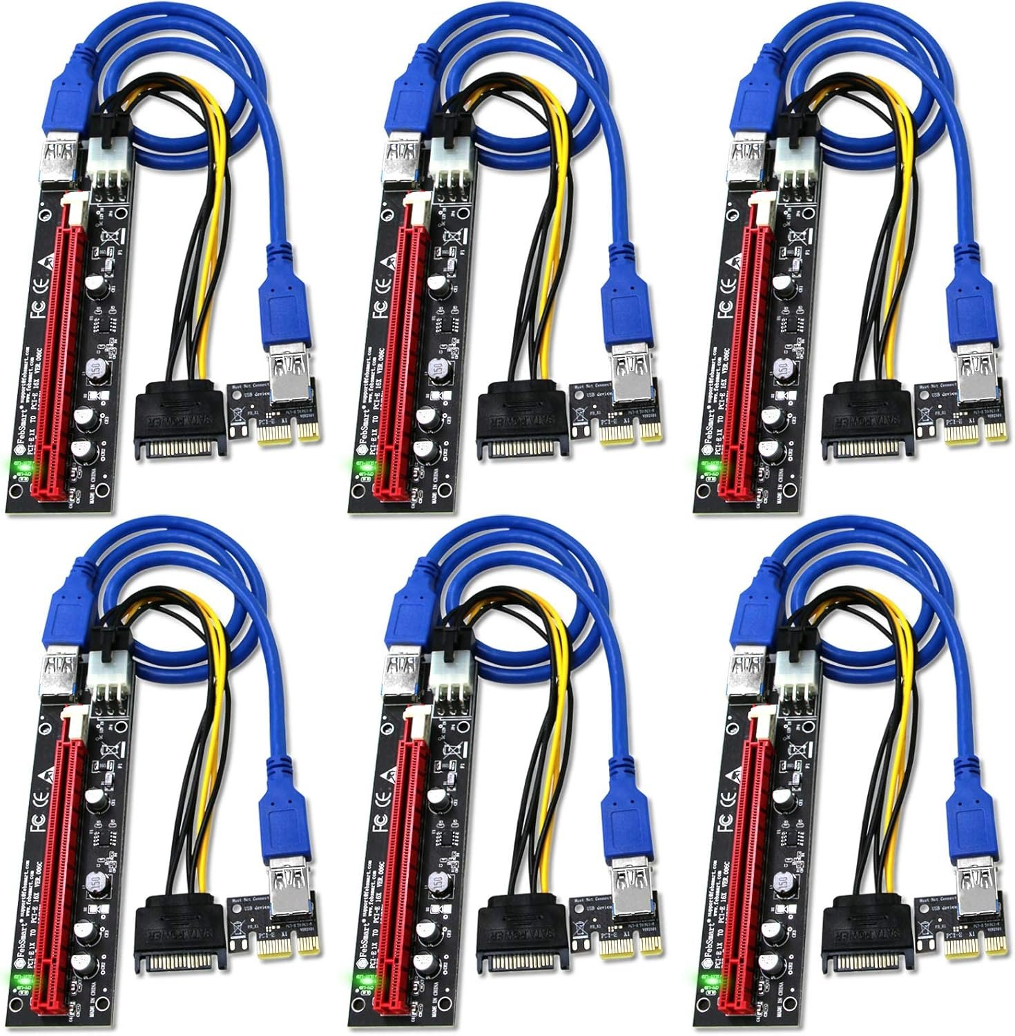 GPU Riser for Ethereum Mining Rigs, PCIE Risers for ETH Mining Rigs, 6PCS Black 2 GPU Riser for Ethereum Mining Rigs, PCIE Risers for ETH Mining Rigs, 6PCS Black - Image 2