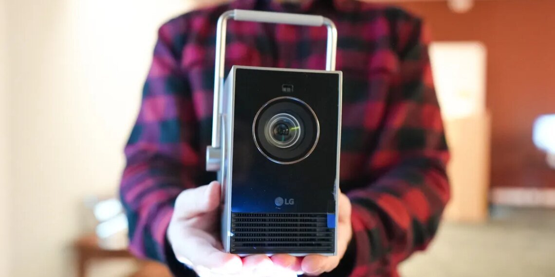 This LG portable projector comes with a free soundbar – and we highly recommend it