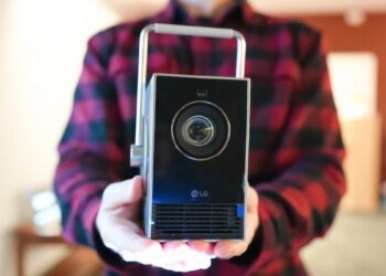 This LG portable projector comes with a free soundbar – and we highly recommend it